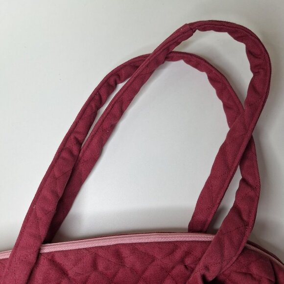 Pink Quilted Handbag Purse Zipper Shoulder - Picture 4 of 5